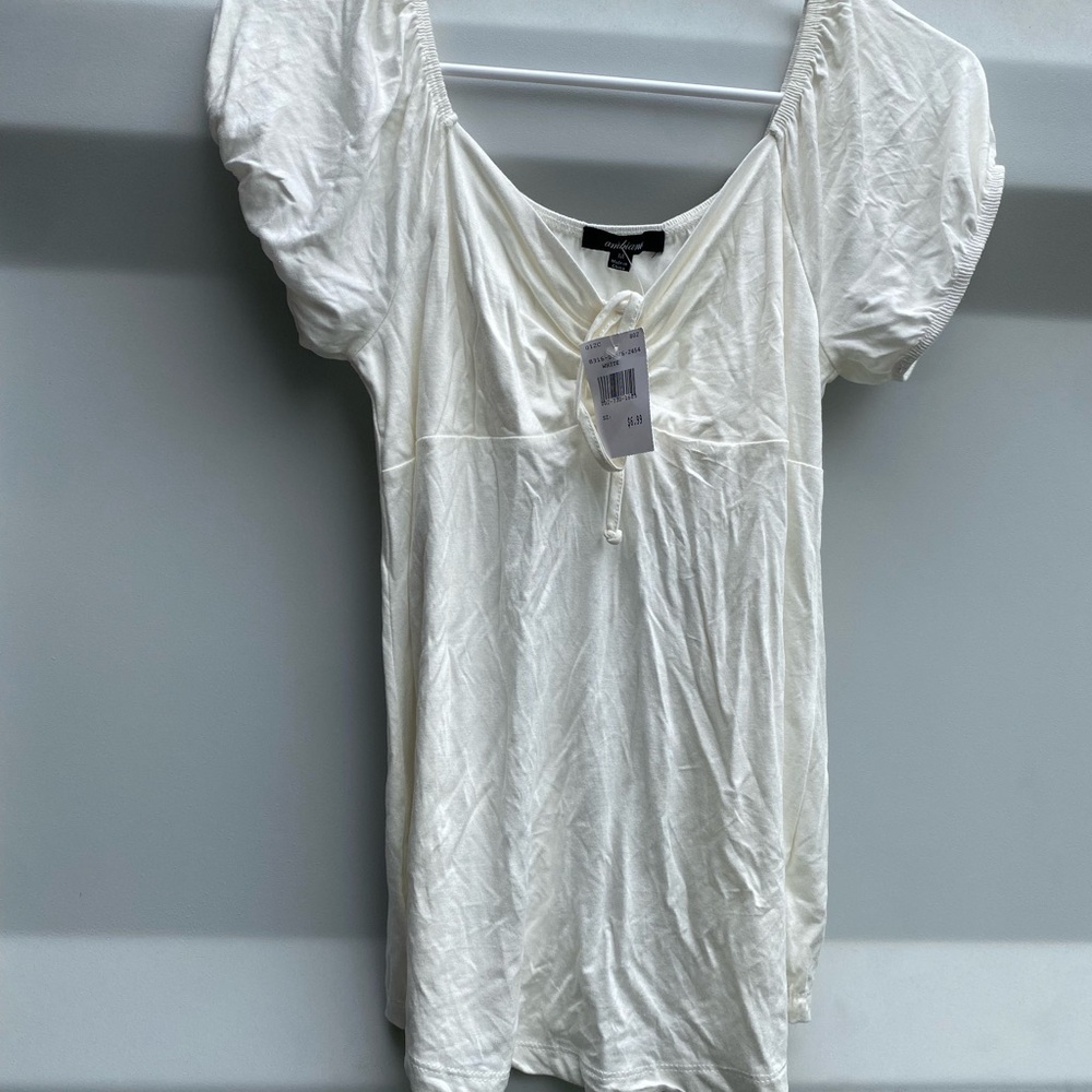 Ambiance white Fitted Puff Sleeve Blouse